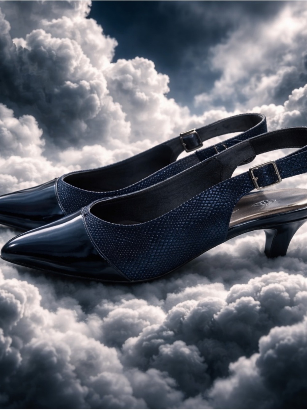 Rose Petal Navy Slingbacks‎ - Picture 2 of 4